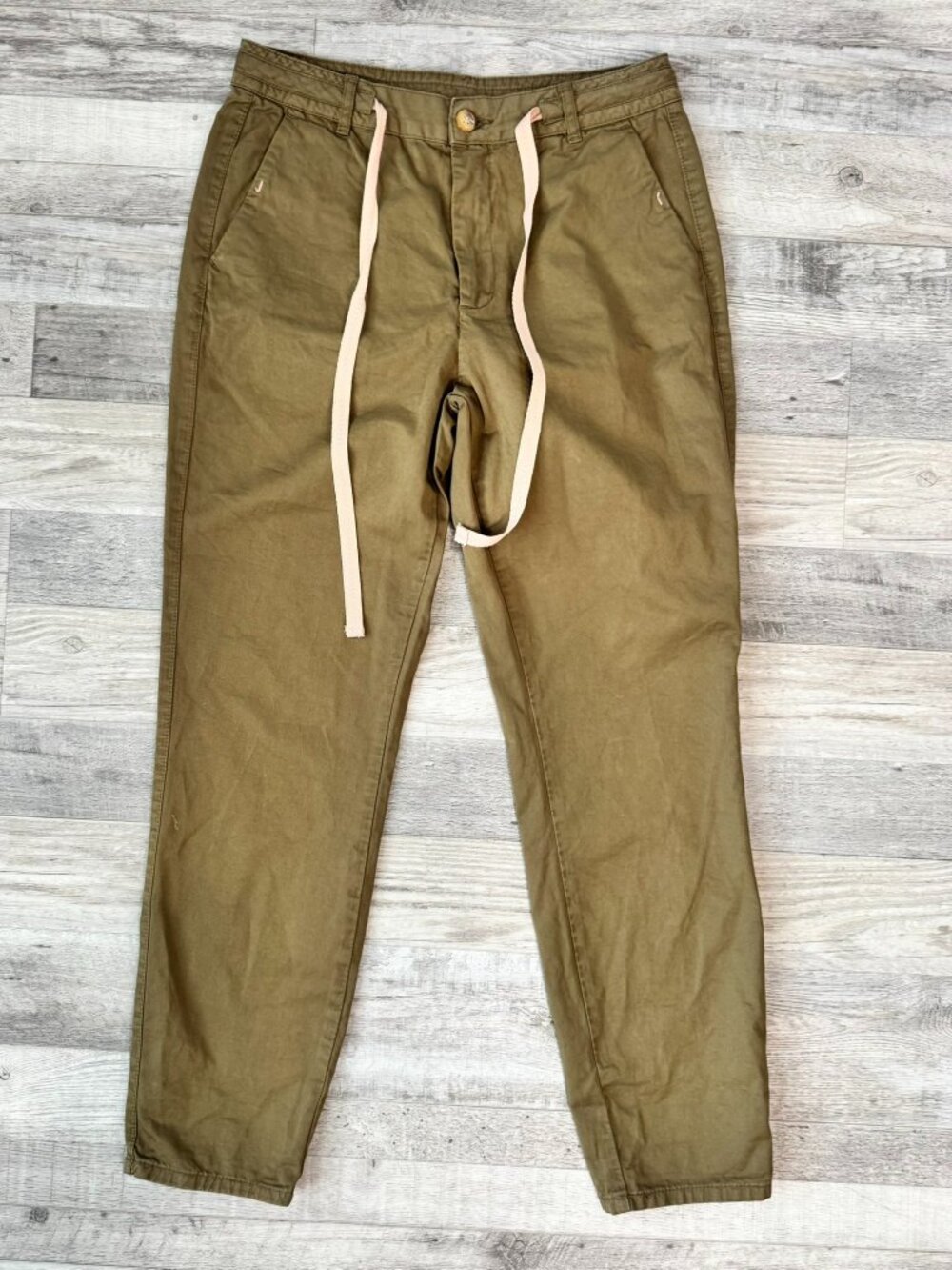 Zara Basic Denim Green Pants Size 6 Tapered Leg, Women's M37